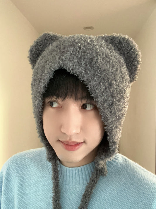 Cute Fuzzy Bear Ear Beanie Hat